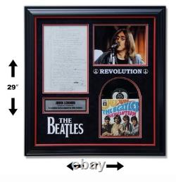John Lennon Beatles Revolution Lyrics Handwritten Signed Autograph Museum Frame
