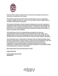 John Lennon Beatles Revolution Lyrics Handwritten Signed Autograph Museum Frame