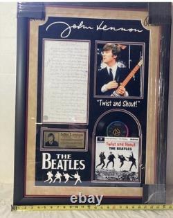 John Lennon Beatles Signed Lyric Sheet Twist & Shout Museum Quality Frame
