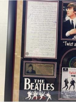 John Lennon Beatles Signed Lyric Sheet Twist & Shout Museum Quality Frame