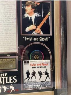 John Lennon Beatles Signed Lyric Sheet Twist & Shout Museum Quality Frame