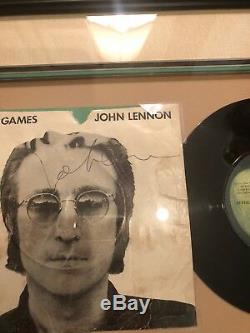 John Lennon Beatles Signed Mind Games 45lp Cover Framed Bas/beckett Loa