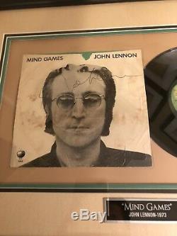 John Lennon Beatles Signed Mind Games 45lp Cover Framed Bas/beckett Loa