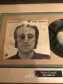 John Lennon Beatles Signed Mind Games 45lp Cover Framed Bas/beckett Loa