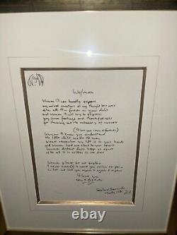 John Lennon/Beatles The Art Of John Lennon Woman Lyrics Hand Written 730/1000