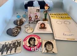 John Lennon Beatles earrings, shirt, cake topper, pins, card, keyring, playbill+