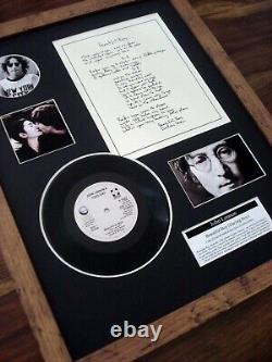 John Lennon Beautiful Boy Handwritten Lyrics + 7 Record Single Display Montage