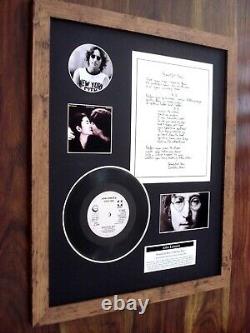 John Lennon Beautiful Boy Handwritten Lyrics + 7 Record Single Display Montage