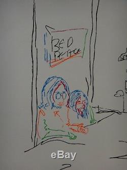 John Lennon Bed in for Peace Colored Lithograph. 1989 LE # 1979/5000. 40 x 30