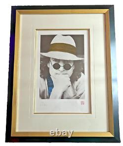 John Lennon- Blue Silkscreen Portrait by Nishi Signed by Yoko Ono LIMITED
