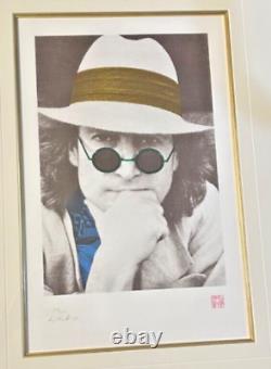 John Lennon- Blue Silkscreen Portrait by Nishi Signed by Yoko Ono LIMITED