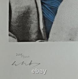 John Lennon- Blue Silkscreen Portrait by Nishi Signed by Yoko Ono LIMITED