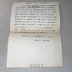 John Lennon Fan Typed Quote Letter The Beatles I Was Bored Ephemera Vintage 60s