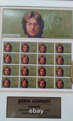 John Lennon Imagine 24kt Gold Record Framed, Numbered FREE SHIPPING Beatles