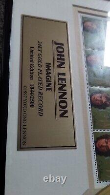 John Lennon Imagine 24kt Gold Record Framed, Numbered FREE SHIPPING Beatles