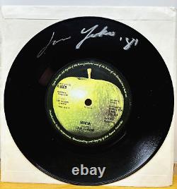 John Lennon Imagine 45 Record Signed By Yoko Ono 1981 Vintage Autograph Beatles