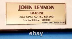 John Lennon Imagine Framed Print & 24KT Gold Plated Record & Stamps Limited Ed