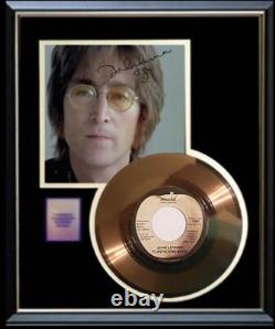 John Lennon Imagine Rare Gold Record W- Printed Signed Autograph Rare