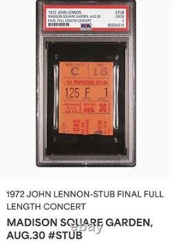 John Lennon Last Concert Final Performance 1972 Concert Ticket 8/30/72 Msg Psa 2