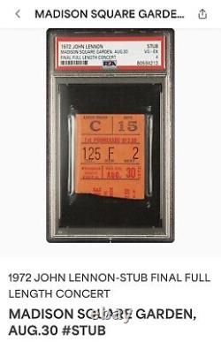 John Lennon Last Concert Final Performance 1972 Concert Ticket 8/30/72 Msg Psa 4