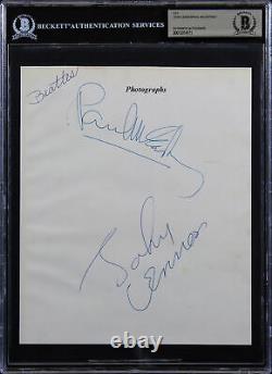 John Lennon & Paul McCartney Authentic Signed 7.5x9 Cut Signature BAS Slabbed
