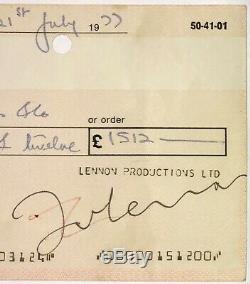 John Lennon RARE Signed Lennon Productions UK Bank Check BAS Beckett The Beatles