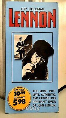 John Lennon Rare 1986 Ray Coleman bio Book Store foam board promotional Display