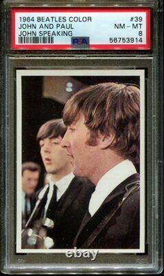 John Lennon Rookie Card 1964 Beatles Color PSA 8 #39 Paul McCartney Topps Rock