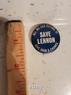 John Lennon Save Lennon Button Pin 1974 Beatles Convention Original Rare Find