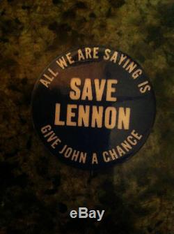 John Lennon Save Lennon button pin 1974 Beatles convention original