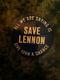 John Lennon Save Lennon button pin 1974 Beatles convention original