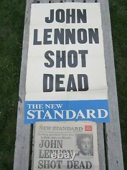 John Lennon Shot Dead New Standard 1980 Poster + Newspaper Ex Paul Goresh USA Ex