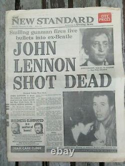 John Lennon Shot Dead New Standard 1980 Poster + Newspaper Ex Paul Goresh USA Ex