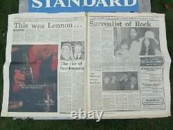 John Lennon Shot Dead New Standard 1980 Poster + Newspaper Ex Paul Goresh USA Ex