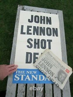 John Lennon Shot Dead New Standard 1980 Poster + Newspaper Ex Paul Goresh USA Ex