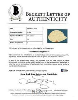 John Lennon Signed Autographed 3x4 Beatles Album Page Beckett BAS