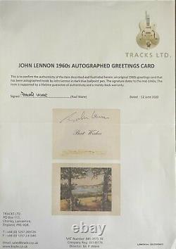 John Lennon Signed Greetings Card 1965/6 Super Autograph The Beatles Tracks Loa