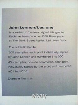 John Lennon Signed Original Lithograph Bag One 16/300 Frontispiece