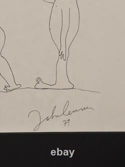 John Lennon Signed Sketch Matted Display 25x30 GFA COA Beatles