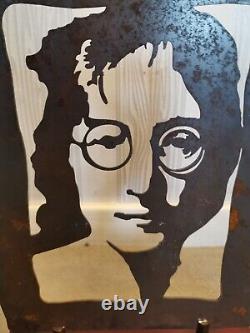 John Lennon The Beatles Metal Sculpture on Solid Mahogany Stand