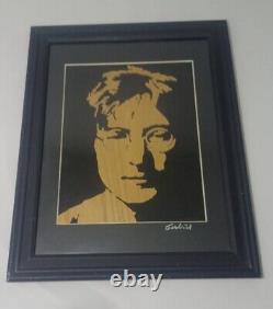John Lennon The Beatles Portrait 3D Wood Cutout Signed By Carlos Urrutia 15x12