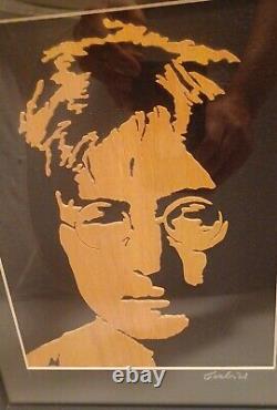 John Lennon The Beatles Portrait 3D Wood Cutout Signed By Carlos Urrutia 15x12