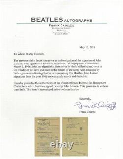John Lennon The Beatles Signed 2x Income Tax Repayment Claim PSA/DNA/CAIZZO