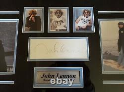 John Lennon The Beatles Signed Autographed Framed 38x19 Display Beckett Bas Coa