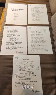 John Lennon The Solo Years Lyric Prints Ltd Edition # 271/1000