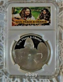 John Lennon Yoko Ono 2004 Grant for Peace Award United Nations +Silver Coin +FDC