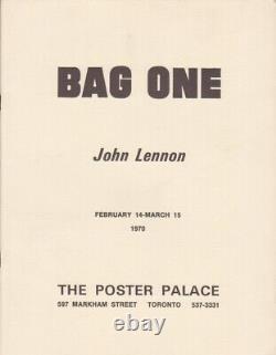 John Lennon Yoko Ono BAG ONE Lithographs Promo Catalog Program Beatles Programme