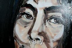 John Lennon & Yoko Ono Original Large painting on canvas, Signed The Beatles Art