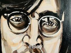 John Lennon & Yoko Ono Original Large painting on canvas, Signed The Beatles Art