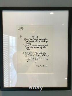 John Lennon framed lyrics The Beatles Years Julia